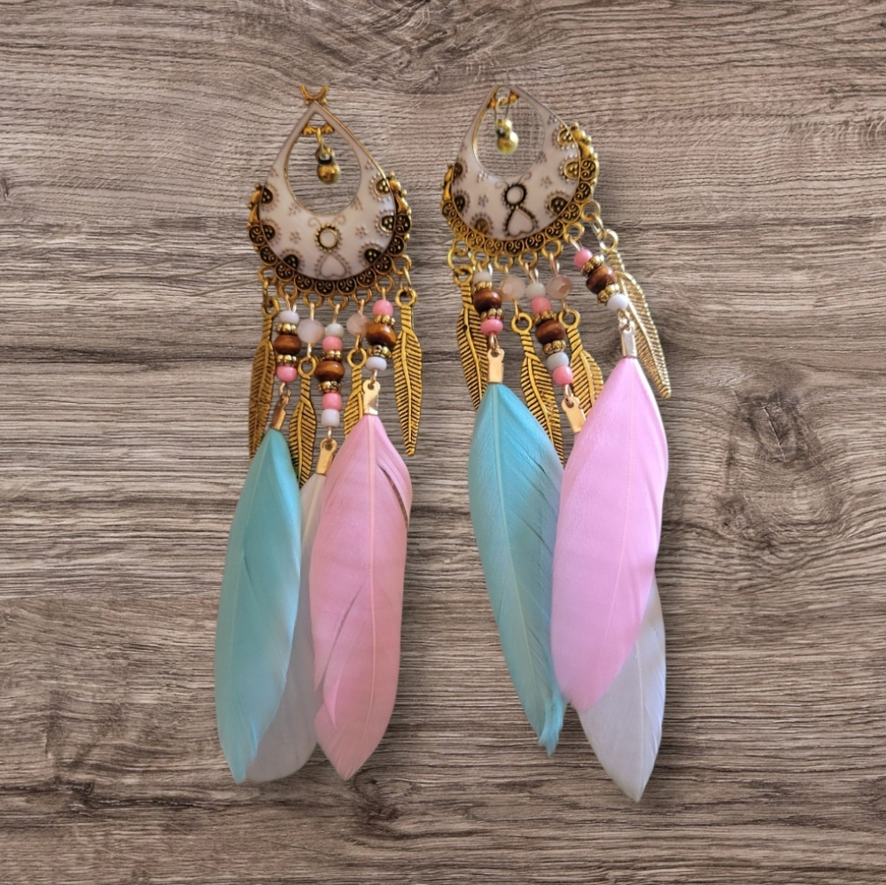 Bohemian Feather Dangle Earrings